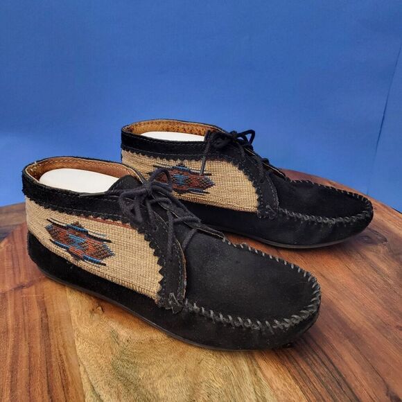 Minnetonka El Paso Moccasin Ankle Boot Black Suede Southwestern Women's 8.5 - Picture 12 of 13